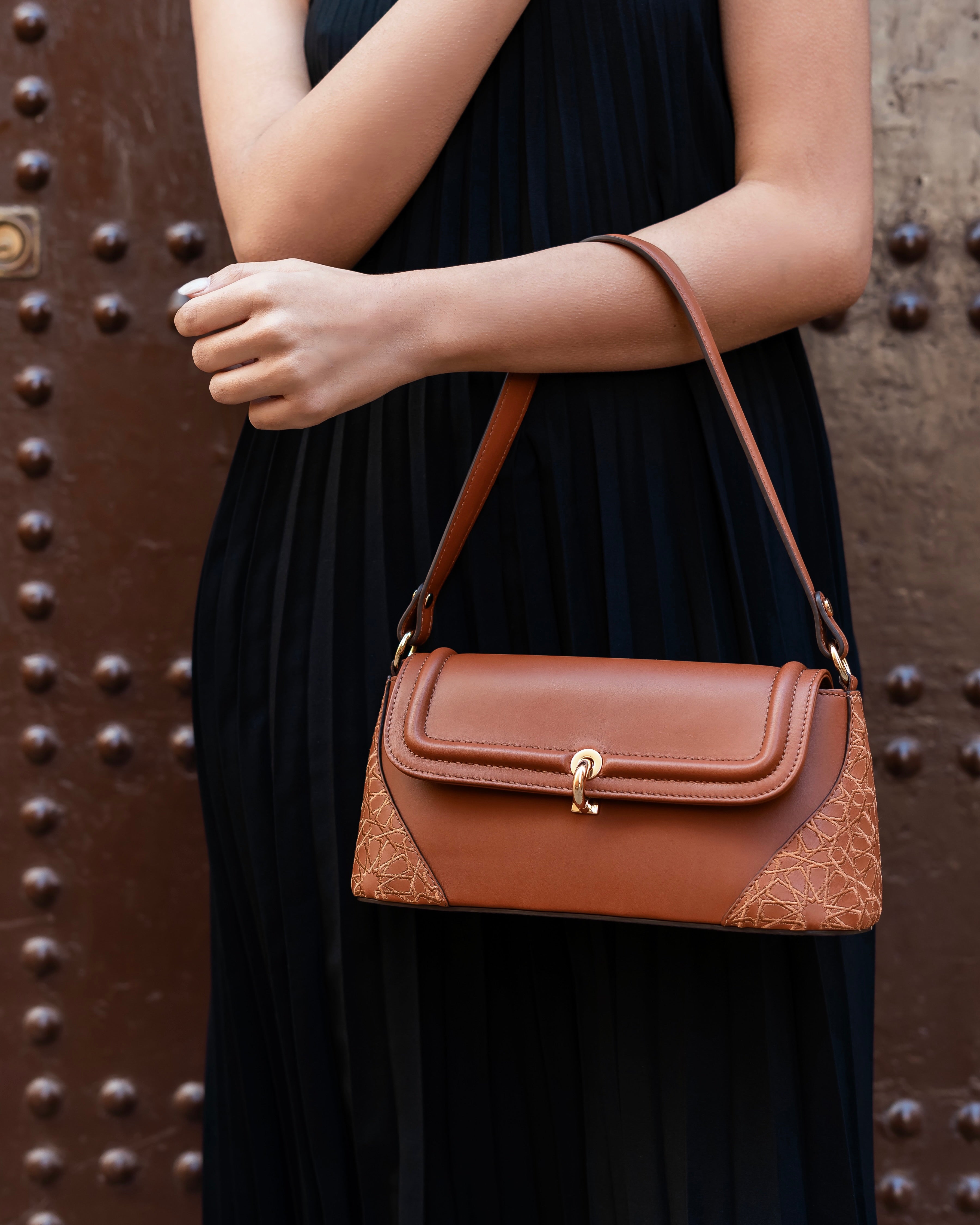 Cognac Leather Shoulder Bag – ZAYNA | Handcrafted – MARA